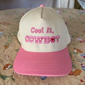 Katydid Cool it, Cowboy 🤠💕 Pink Heart Vintage Style Embroidered Snapback Hat